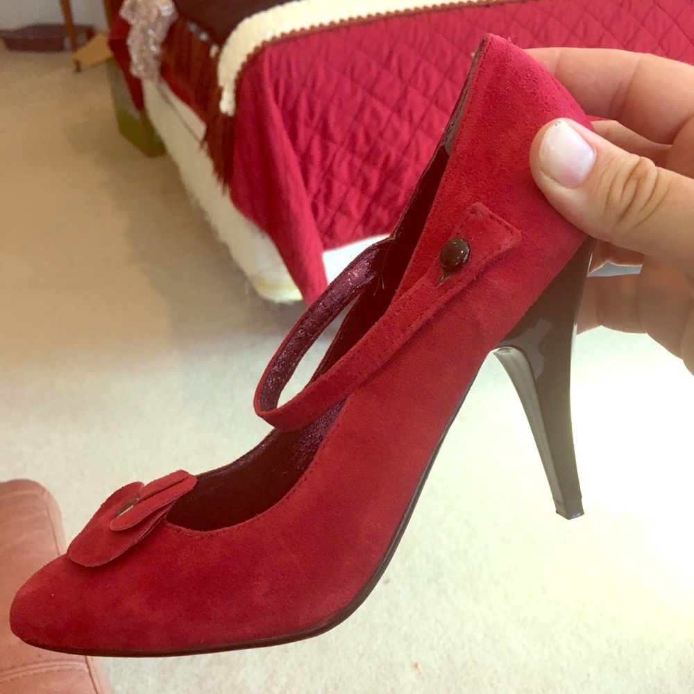 Poetic License Red Collector’s Item Suede MJ pumps